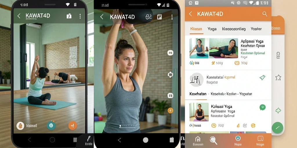 Antarmuka KAWAT4D menampilkan pilihan latihan yoga yang beragam dan mudah dipahami.