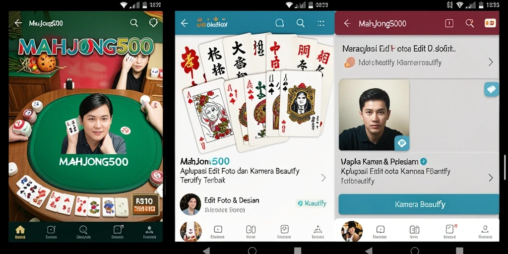 Tampilan antarmuka MAHJONG500 yang sederhana dan intuitif untuk edit foto.