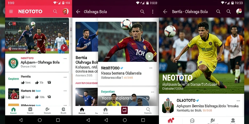 Tampilan antarmuka aplikasi NEOTOTO yang user-friendly untuk berita olahraga bola.